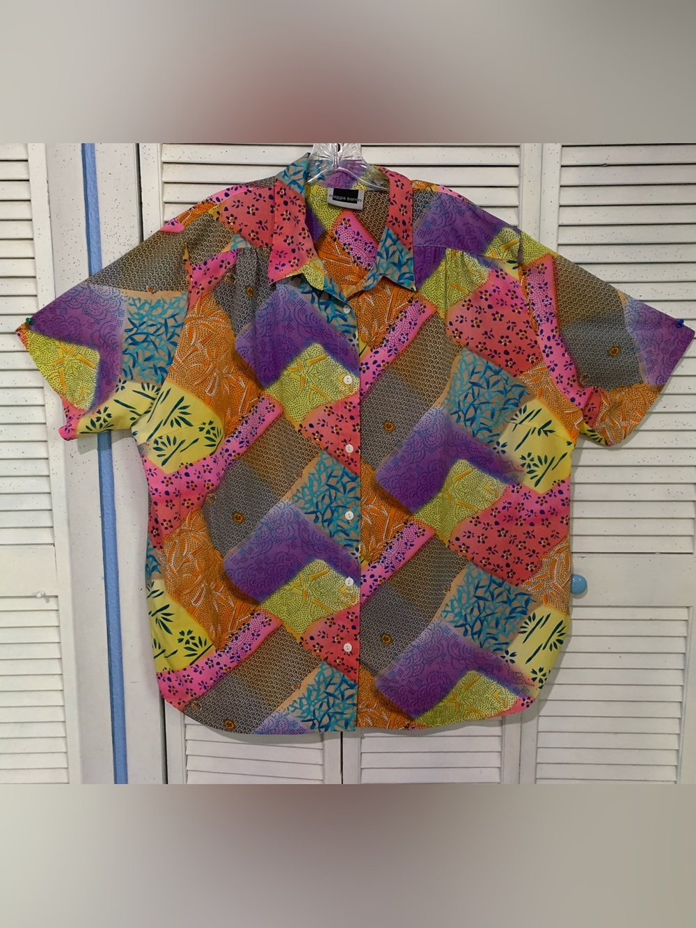Maggie Barnes Patchwork Button Up Blouse Vintage